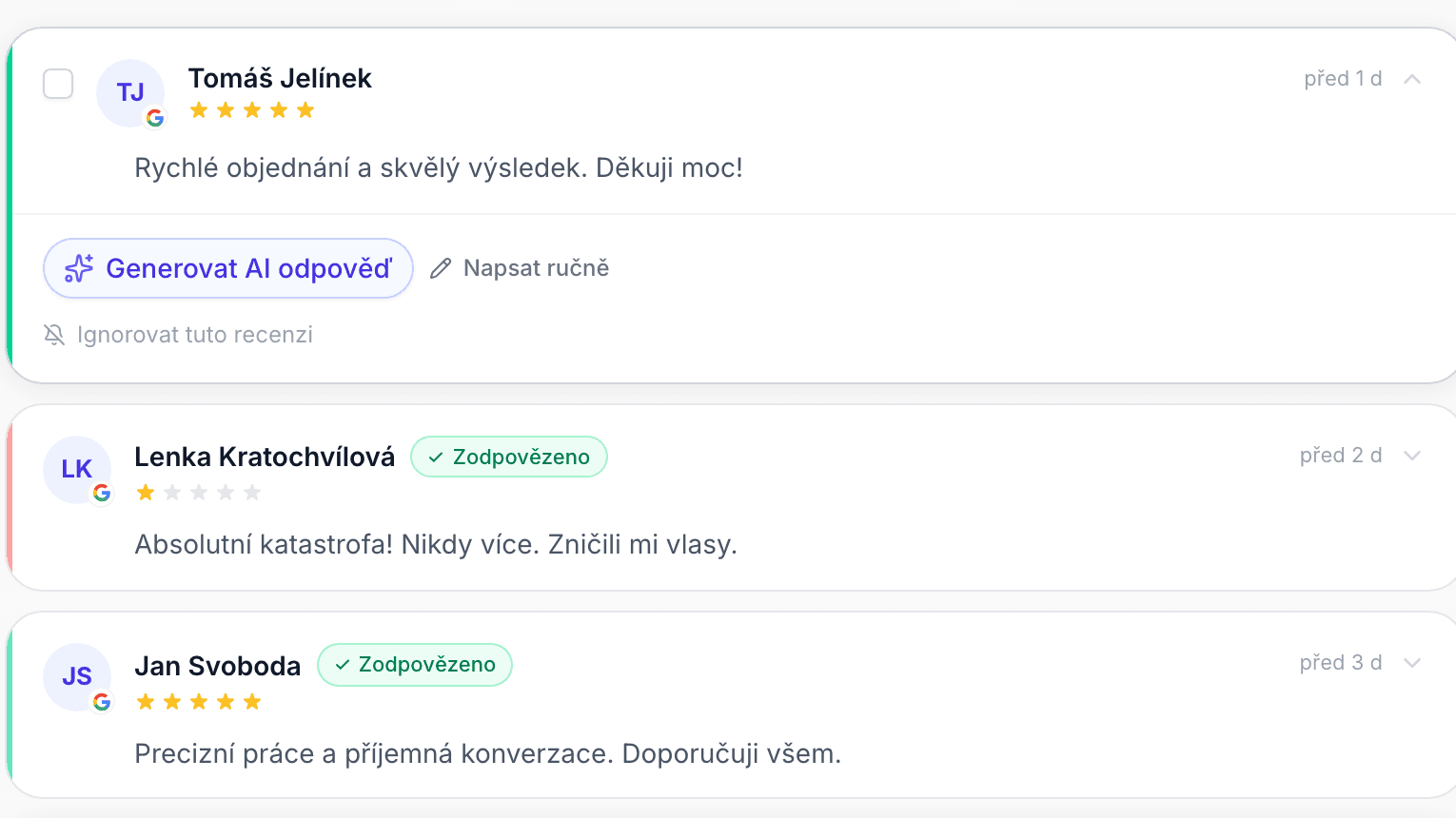 Zákazník napíše recenzi